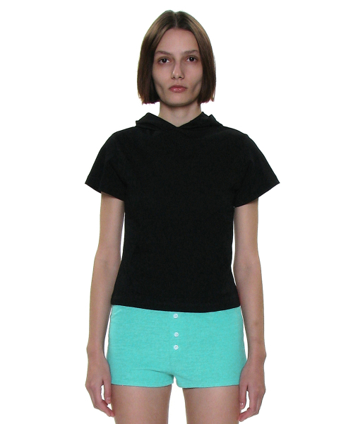PARTIMENTO WOMEN（パルティメントウィメン）の「PWC ポケットフードパーカーショートスリーブTシャツ_9カラー（Tシャツ/カットソー・レディース・ホワイト/ライトグレー/ブラック/レッド/ミント/ダークパープル/ブラック系その他/グレー系その他/チャコール・SMALL/MEDIUM/LARGE）」の16枚目の写真