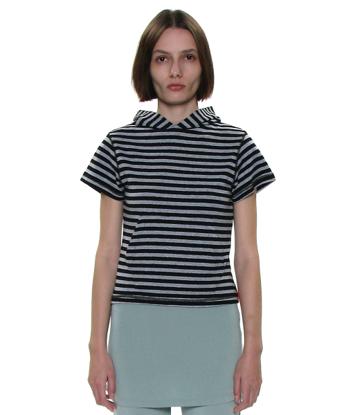 PARTIMENTO WOMEN（パルティメントウィメン）の「PWC ポケットフードパーカーショートスリーブTシャツ_9カラー（Tシャツ/カットソー・レディース・ホワイト/ライトグレー/ブラック/レッド/ミント/ダークパープル/ブラック系その他/グレー系その他/チャコール・SMALL/MEDIUM/LARGE）」の17枚目の写真