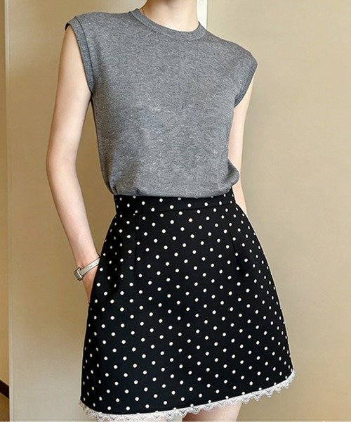 AMAJI(アマジ)の「裾レースドット柄ミニスカート(スカート・レディース・ホワイト/グレー/ブラック・SMALL/MEDIUM/LARGE/X-LARGE)」の8枚目の写真