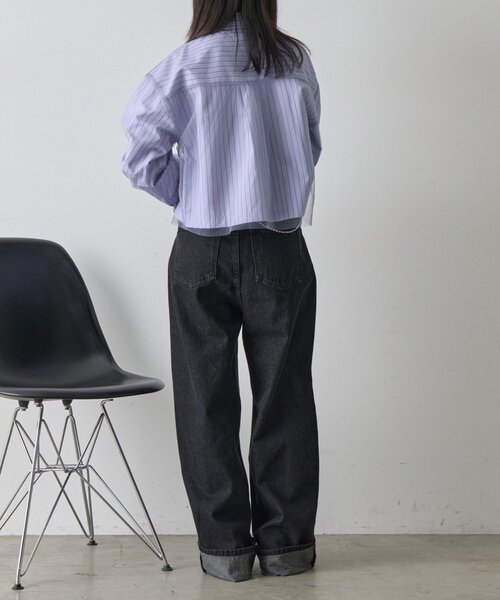 goocy（グーシー）の「チュール被せショートシャツ（シャツ/ブラウス・レディース・ブラック/ブルー/ホワイト/ピンク・FREE）」の6枚目の写真