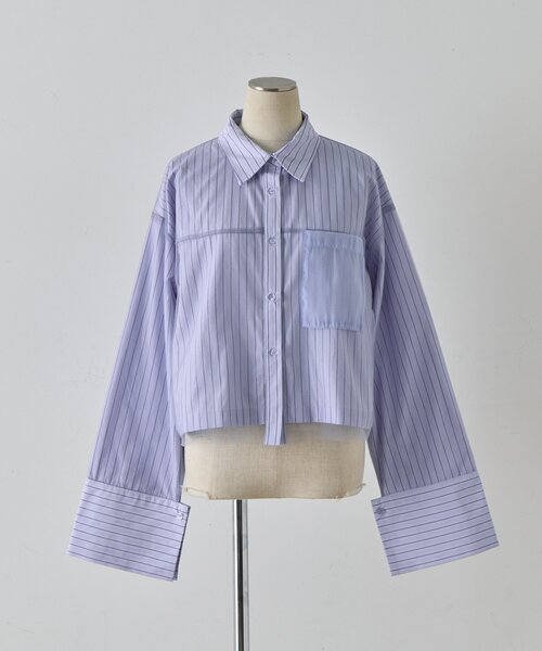 goocy（グーシー）の「チュール被せショートシャツ（シャツ/ブラウス・レディース・ブラック/ブルー/ホワイト/ピンク・FREE）」の8枚目の写真