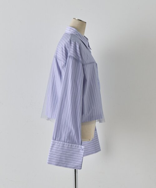 goocy（グーシー）の「チュール被せショートシャツ（シャツ/ブラウス・レディース・ブラック/ブルー/ホワイト/ピンク・FREE）」の9枚目の写真