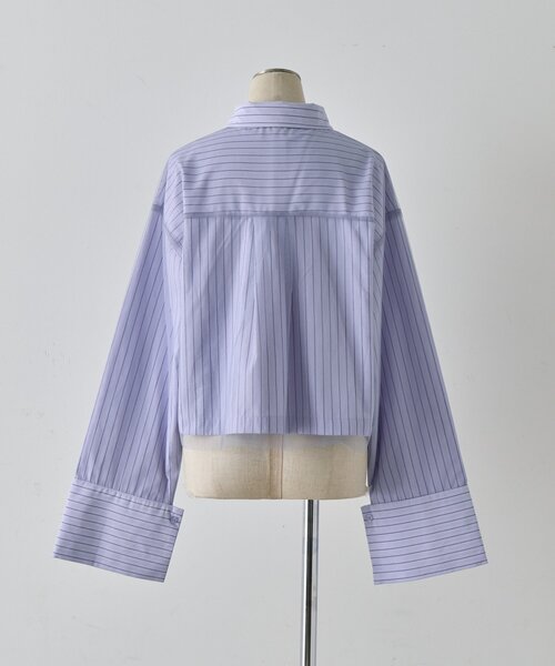 goocy（グーシー）の「チュール被せショートシャツ（シャツ/ブラウス・レディース・ブラック/ブルー/ホワイト/ピンク・FREE）」の10枚目の写真