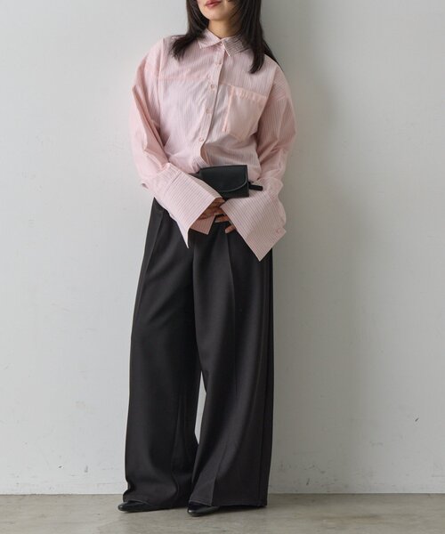 goocy（グーシー）の「チュール被せショートシャツ（シャツ/ブラウス・レディース・ブラック/ブルー/ホワイト/ピンク・FREE）」の15枚目の写真