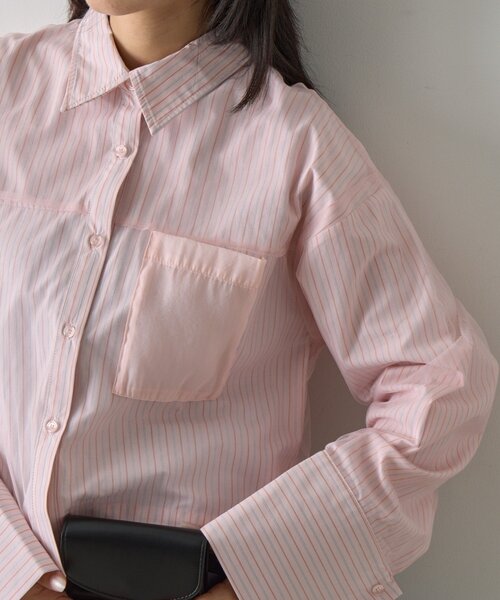 goocy（グーシー）の「チュール被せショートシャツ（シャツ/ブラウス・レディース・ブラック/ブルー/ホワイト/ピンク・FREE）」の16枚目の写真