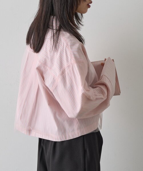 goocy（グーシー）の「チュール被せショートシャツ（シャツ/ブラウス・レディース・ブラック/ブルー/ホワイト/ピンク・FREE）」の17枚目の写真