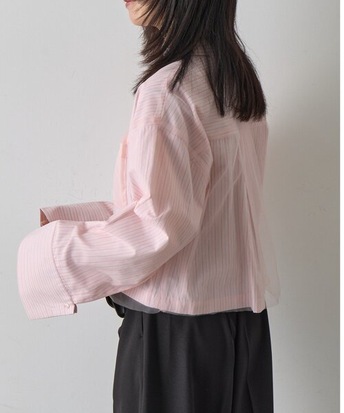 goocy（グーシー）の「チュール被せショートシャツ（シャツ/ブラウス・レディース・ブラック/ブルー/ホワイト/ピンク・FREE）」の20枚目の写真