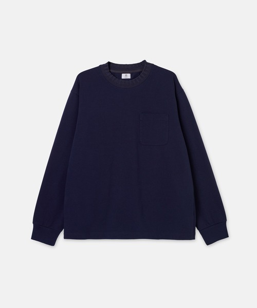 SEAGREEN（シーグリーン）の「SEAGREEN(シーグリーン) KNIT RIB LONG T-SHIRT（Tシャツ/カットソー・メンズ・サックスブルー/ブラック/ホワイト/ネイビー・4/3/2）」の4枚目の写真