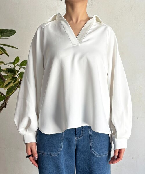 un dix cors(アンディコール)の「パウダーストレッチブラウス(シャツ/ブラウス・レディース・オフホワイト/チャコールグレー/グレー/ネイビー・FREE)」の22枚目の写真