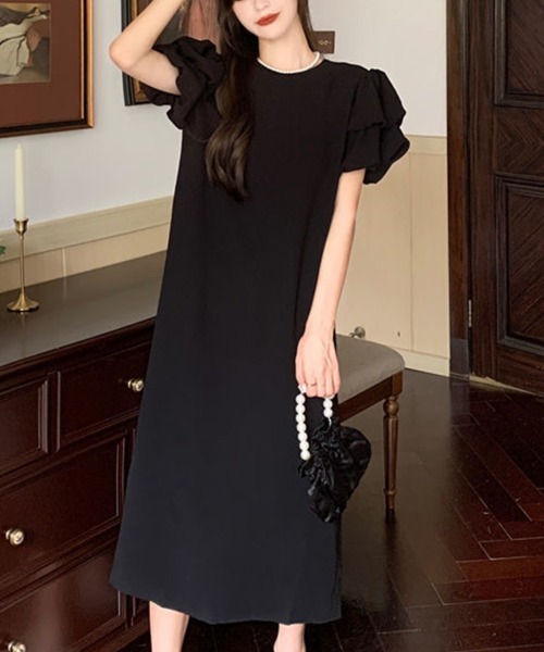 Flugge(フラッジー)の「フリル半袖ワンピース(ワンピース・レディース・カーキ/ブラック・MEDIUM/LARGE)」の1枚目の写真