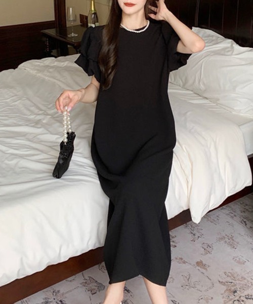 Flugge(フラッジー)の「フリル半袖ワンピース(ワンピース・レディース・カーキ/ブラック・MEDIUM/LARGE)」の4枚目の写真