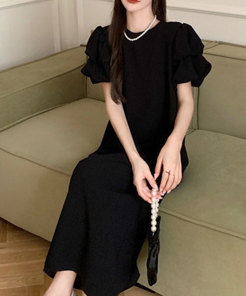Flugge(フラッジー)の「フリル半袖ワンピース(ワンピース・レディース・カーキ/ブラック・MEDIUM/LARGE)」の5枚目の写真