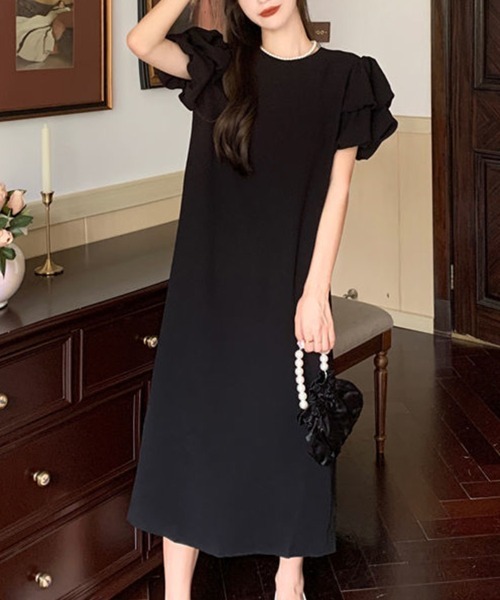Flugge(フラッジー)の「フリル半袖ワンピース(ワンピース・レディース・カーキ/ブラック・MEDIUM/LARGE)」の6枚目の写真