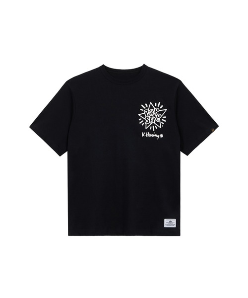 Alpha Industries(アルファインダストリーズ)の「Alpha Industries/アルファインダストリーズ/Keith Haring X Alpha GRAPHIC TEE POP SHOP/キース へリング グラフィック Tシャツ ポップショップ(Tシャツ/カットソー・メンズ・ブラック・SMALL/MEDIUM/LARGE/X-LARGE)」の1枚目の写真