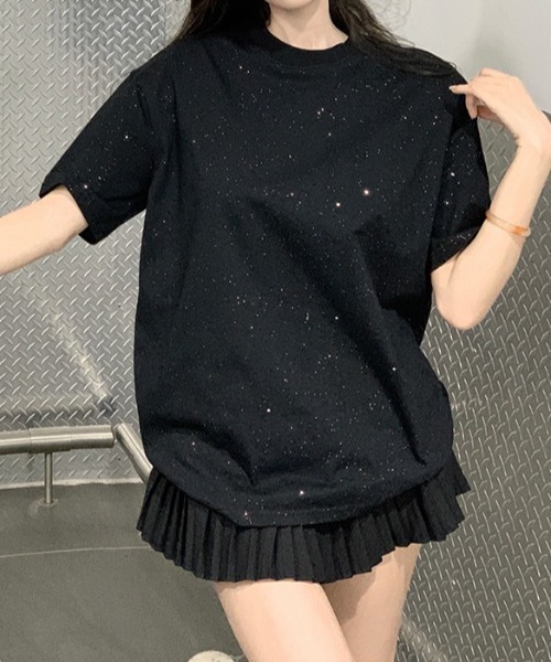 lilful(リルフル)の「【26年春夏新作】星型ラメデザイン オーバーサイズ 半袖Tシャツ(Tシャツ/カットソー・レディース・ホワイト/ブラック・F)」の17枚目の写真