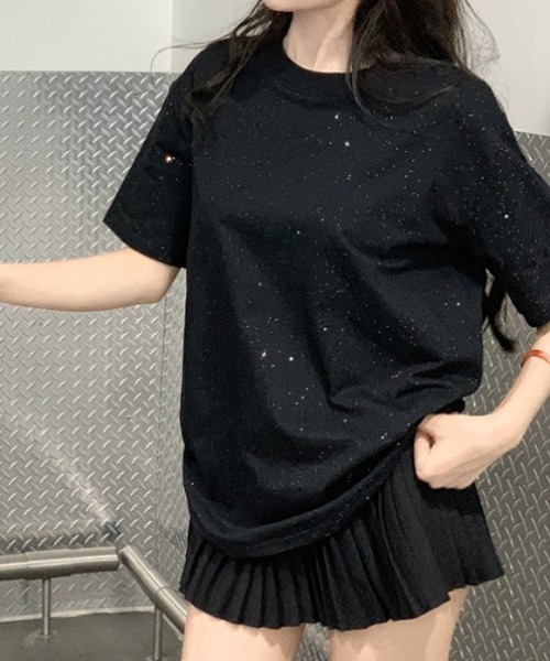 lilful(リルフル)の「【26年春夏新作】星型ラメデザイン オーバーサイズ 半袖Tシャツ(Tシャツ/カットソー・レディース・ホワイト/ブラック・F)」の20枚目の写真