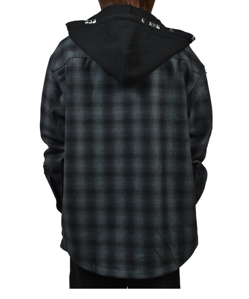 ALICE HOLLYWOOD(アリスハリウッド)の「OVERSIZE HOODED FLANNEL SHIRT(シャツ/ブラウス・メンズ・チャコールグレー/ホワイト・LARGE/X-LARGE/SMALL/MEDIUM)」の7枚目の写真
