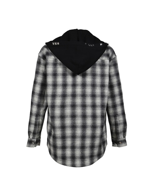 ALICE HOLLYWOOD(アリスハリウッド)の「OVERSIZE HOODED FLANNEL SHIRT(シャツ/ブラウス・メンズ・チャコールグレー/ホワイト・LARGE/X-LARGE/SMALL/MEDIUM)」の12枚目の写真