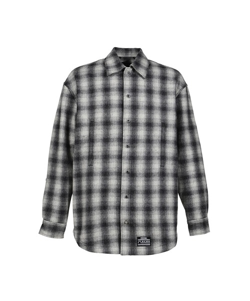 ALICE HOLLYWOOD(アリスハリウッド)の「OVERSIZE HOODED FLANNEL SHIRT(シャツ/ブラウス・メンズ・チャコールグレー/ホワイト・LARGE/X-LARGE/SMALL/MEDIUM)」の14枚目の写真