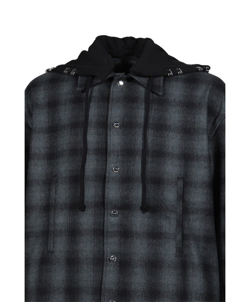 ALICE HOLLYWOOD(アリスハリウッド)の「OVERSIZE HOODED FLANNEL SHIRT(シャツ/ブラウス・メンズ・チャコールグレー/ホワイト・LARGE/X-LARGE/SMALL/MEDIUM)」の22枚目の写真