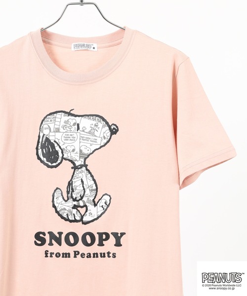 PEANUTS(ピーナッツ)の「PEANUTS コミック柄プリント天竺半袖Tシャツ(Tシャツ/カットソー・メンズ・クリーム/ホワイト系その他/ネイビー/ブラック/ピンクベージュ/オフホワイト・LL/L/M)」の6枚目の写真