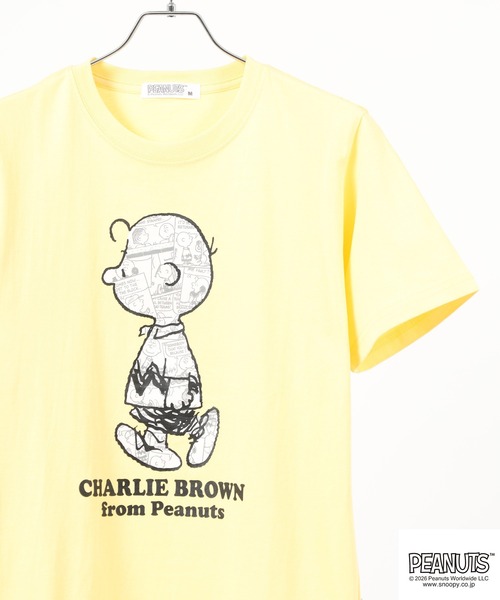 PEANUTS(ピーナッツ)の「PEANUTS コミック柄プリント天竺半袖Tシャツ(Tシャツ/カットソー・メンズ・クリーム/ホワイト系その他/ネイビー/ブラック/ピンクベージュ/オフホワイト・LL/L/M)」の4枚目の写真