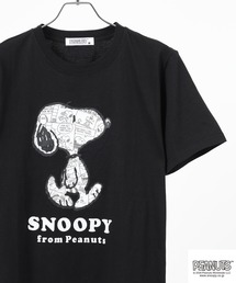 PEANUTS コミック柄プリント天竺半袖Tシャツ