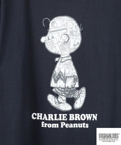 PEANUTS(ピーナッツ)の「PEANUTS コミック柄プリント天竺半袖Tシャツ(Tシャツ/カットソー・メンズ・クリーム/ホワイト系その他/ネイビー/ブラック/ピンクベージュ/オフホワイト・LL/L/M)」の10枚目の写真