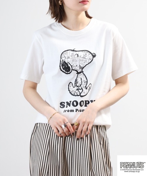 PEANUTS(ピーナッツ)の「PEANUTS コミック柄プリント天竺半袖Tシャツ(Tシャツ/カットソー・メンズ・クリーム/ホワイト系その他/ネイビー/ブラック/ピンクベージュ/オフホワイト・LL/L/M)」の19枚目の写真