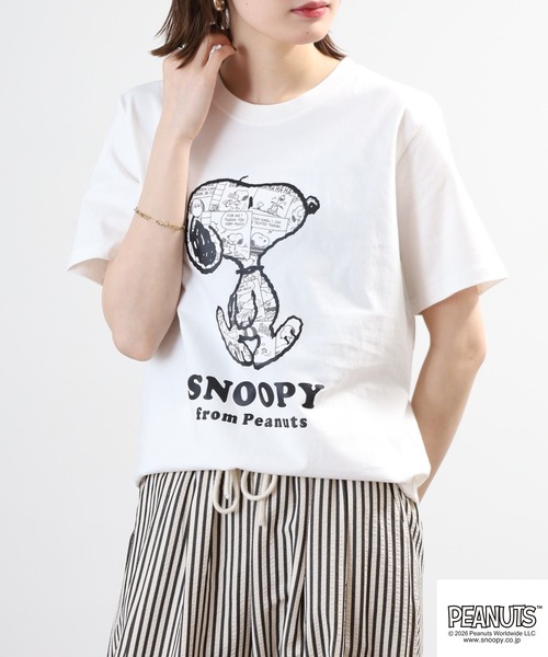 PEANUTS(ピーナッツ)の「PEANUTS コミック柄プリント天竺半袖Tシャツ(Tシャツ/カットソー・メンズ・クリーム/ホワイト系その他/ネイビー/ブラック/ピンクベージュ/オフホワイト・LL/L/M)」の20枚目の写真