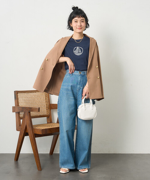 FREAK'S STORE(フリークスストア)の「PETIT BATEAU × FREAK'S STORE/プチバトー 別注 フロッキープリントTシャツ(Tシャツ/カットソー・レディース・ネイビー/オフホワイト/ブラック/その他・MEDIUM/LARGE)」の21枚目の写真