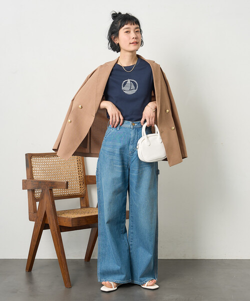 FREAK'S STORE(フリークスストア)の「PETIT BATEAU × FREAK'S STORE/プチバトー 別注 フロッキープリントTシャツ(Tシャツ/カットソー・レディース・ネイビー/オフホワイト/ブラック/その他・MEDIUM/LARGE)」の20枚目の写真