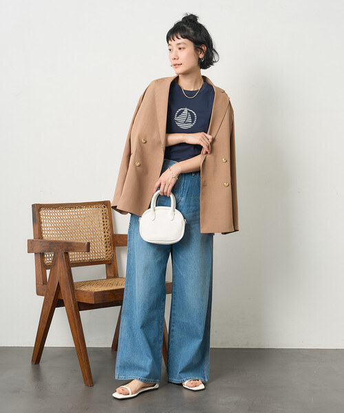 FREAK'S STORE(フリークスストア)の「PETIT BATEAU × FREAK'S STORE/プチバトー 別注 フロッキープリントTシャツ(Tシャツ/カットソー・レディース・ネイビー/オフホワイト/ブラック/その他・MEDIUM/LARGE)」の19枚目の写真