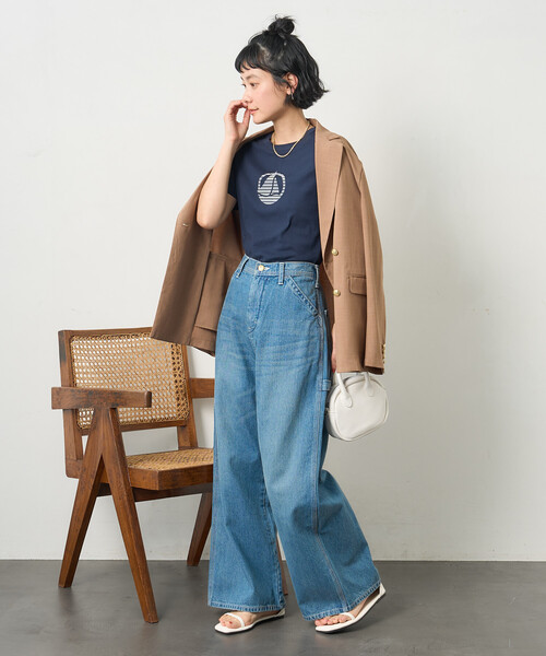 FREAK'S STORE(フリークスストア)の「PETIT BATEAU × FREAK'S STORE/プチバトー 別注 フロッキープリントTシャツ(Tシャツ/カットソー・レディース・ネイビー/オフホワイト/ブラック/その他・MEDIUM/LARGE)」の18枚目の写真