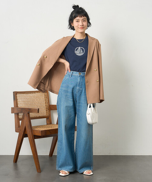 FREAK'S STORE(フリークスストア)の「PETIT BATEAU × FREAK'S STORE/プチバトー 別注 フロッキープリントTシャツ(Tシャツ/カットソー・レディース・ネイビー/オフホワイト/ブラック/その他・MEDIUM/LARGE)」の17枚目の写真