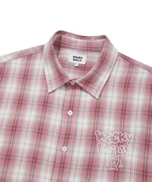 Wacky WiLLy（ワッキーウィリー）の「EMBROIDERED GRAPHIC CHECK LONG SLEEVE SHIRT（シャツ/ブラウス・メンズ・ネイビー/ピンク・SMALL/MEDIUM/LARGE）」の9枚目の写真