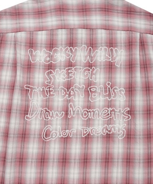 Wacky WiLLy（ワッキーウィリー）の「EMBROIDERED GRAPHIC CHECK LONG SLEEVE SHIRT（シャツ/ブラウス・メンズ・ネイビー/ピンク・SMALL/MEDIUM/LARGE）」の4枚目の写真