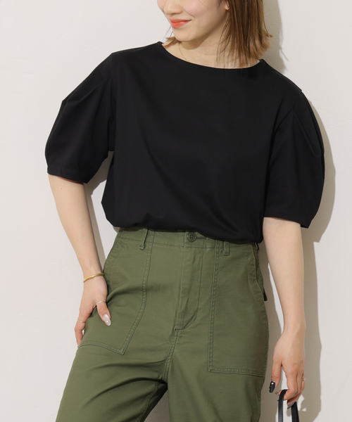 JOURNAL STANDARD relume（ジャーナルスタンダード　レリューム）の「タックデザインスリーブプルオーバー（Tシャツ/カットソー・レディース・ブラック/ホワイト/ネイビー・FREE）」の7枚目の写真