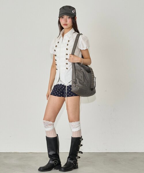 WHO'S WHO gallery（フーズフーギャラリー）の「ナポレオンパフスリブラウス（シャツ/ブラウス・レディース・グレー/オフホワイト/ブラウン/ブラック/ブラック系その他・FREE）」の14枚目の写真