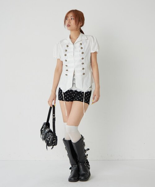 WHO'S WHO gallery（フーズフーギャラリー）の「ナポレオンパフスリブラウス（シャツ/ブラウス・レディース・グレー/オフホワイト/ブラウン/ブラック/ブラック系その他・FREE）」の19枚目の写真