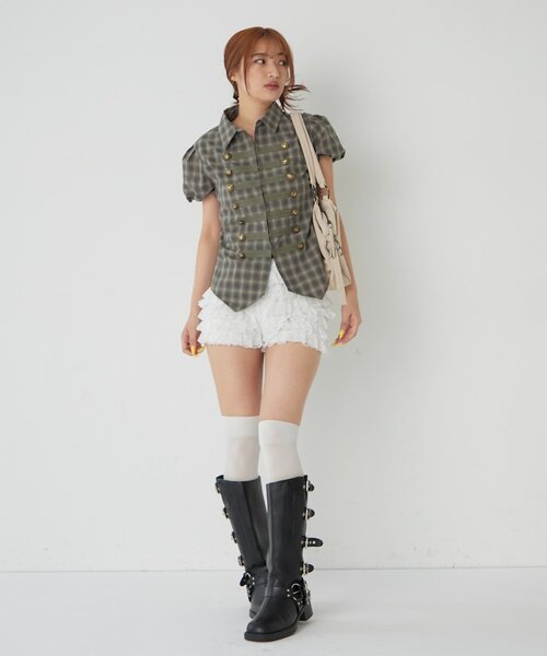 WHO'S WHO gallery（フーズフーギャラリー）の「ナポレオンパフスリブラウス（シャツ/ブラウス・レディース・グレー/オフホワイト/ブラウン/ブラック/ブラック系その他・FREE）」の21枚目の写真