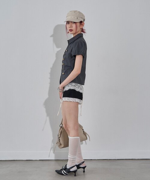 WHO'S WHO gallery（フーズフーギャラリー）の「ナポレオンパフスリブラウス（シャツ/ブラウス・レディース・グレー/オフホワイト/ブラウン/ブラック/ブラック系その他・FREE）」の7枚目の写真