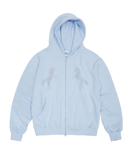 Midnight Move(ミッドナイトムーブ)の「horse hood zip up (sky blue)(パーカー・レディース・その他・FREE)」の1枚目の写真