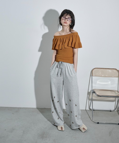 THE YOn(ザヨン)の「ラッフルデザインリブニットノースリ(ニット/セーター・レディース・オレンジ/グレイッシュベージュ/ブラック/アイボリー・FREE)」の19枚目の写真