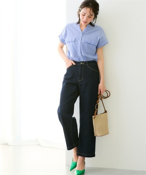 7days Life Styling(セブンデイズライフスタイリング)の「【接触冷感/UVカット/速乾】スキッパーカラーポケットシャツ(シャツ/ブラウス・レディース・サックスブルー系/ネイビー系・LL/M/S/L)」の5枚目の写真