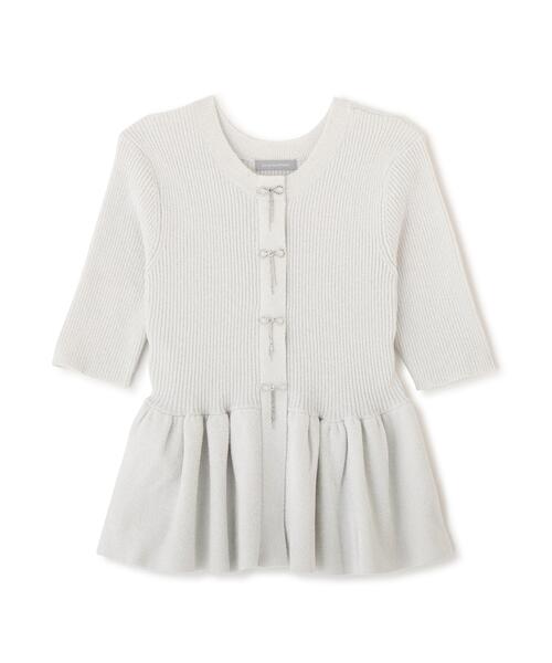 JILL by JILL STUART（ジルバイジルスチュアート）の「ラメモールペプラムニット半袖（ニット/セーター・レディース・ピンク/グレー/ブルー/ホワイト・FREE）」の3枚目の写真