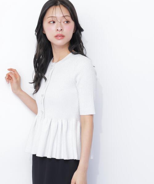 JILL by JILL STUART（ジルバイジルスチュアート）の「ラメモールペプラムニット半袖（ニット/セーター・レディース・ピンク/グレー/ブルー/ホワイト・FREE）」の19枚目の写真