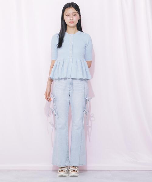 JILL by JILL STUART（ジルバイジルスチュアート）の「ラメモールペプラムニット半袖（ニット/セーター・レディース・ピンク/グレー/ブルー/ホワイト・FREE）」の16枚目の写真