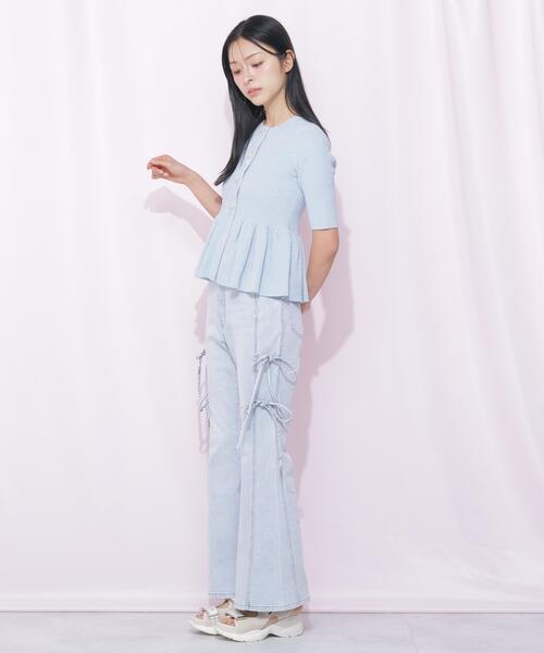 JILL by JILL STUART（ジルバイジルスチュアート）の「ラメモールペプラムニット半袖（ニット/セーター・レディース・ピンク/グレー/ブルー/ホワイト・FREE）」の17枚目の写真