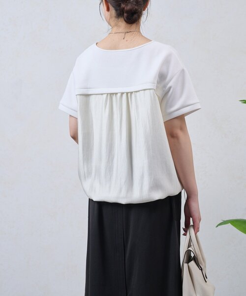 Jena espace merveilleux(ジェナ エスパスメルヴェイユ)の「裾ドロスト異素材カットソー(Tシャツ/カットソー・レディース・ブラック/オフホワイト・FREE)」の2枚目の写真